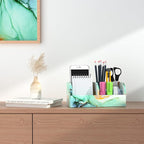 QIELIZI PU Leather Supply Organizer,Remote Control Holder Multifunctional Office Stationery Storage Box Organizer,Pencil Holders Organizers Table Top Desktop Desk Accessories(1-Splash Ink)