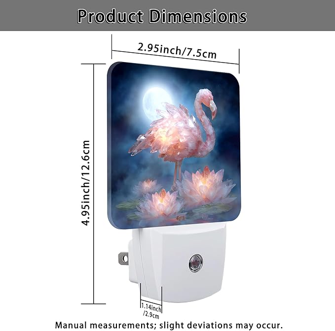 Tropical Bird Night Lights Plug Into Wall, Tropical Serene Water Lily Moon Summer Peach Led Night Lights Plug Into Wall Outlet for Guest Room Basement Office Decor 2pcs