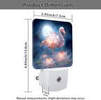 Tropical Bird Night Lights Plug Into Wall, Tropical Serene Water Lily Moon Summer Peach Led Night Lights Plug Into Wall Outlet for Guest Room Basement Office Decor 2pcs