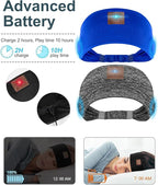 2-Pack Sleeping Headphones, Headband Headphones with Ultra-Thin HD Stereo Speaker, Bluetooth Headband for Sports, Workouts, Insomnia, Yoga, Air Travel, Meditation - Blue&Dark Gray