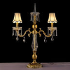 Wellmet Gold Crystal Table Lamp, 2 Light Crystal Table Lamp for Bedroom, Vintage Table Lamps for Living Room, Bedroom, Office Hotel Decor, Modern Palace Lights