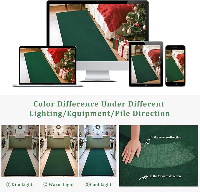 Przemy Washable Runner Rug for Bedroom Living Room, 2x6 Feet Green Memory Foam Hallway Rugs, Super Soft Modern Indoor Carpet for Bedside Kids Room Boys Girls Dorm Nursery Decor