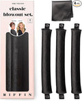 Classic Heatless Curls Overnight Rods No Heat Hair Curlers Curling Iron Jumbo Flexi Rods Large Foam Hair Rollers for Long Short Hair to Sleep in with Satin Scarf Styling Tools Black