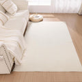 SHACOS Silky Soft Faux Rabbit Fur Area Rug 3'x5' Non Slip Washable Padded Throw Rugs Fluffy Cozy Indoor Modern Carpet for Living Room Bedroom Dining Room Kids Room Dorm Home Decor, Cream