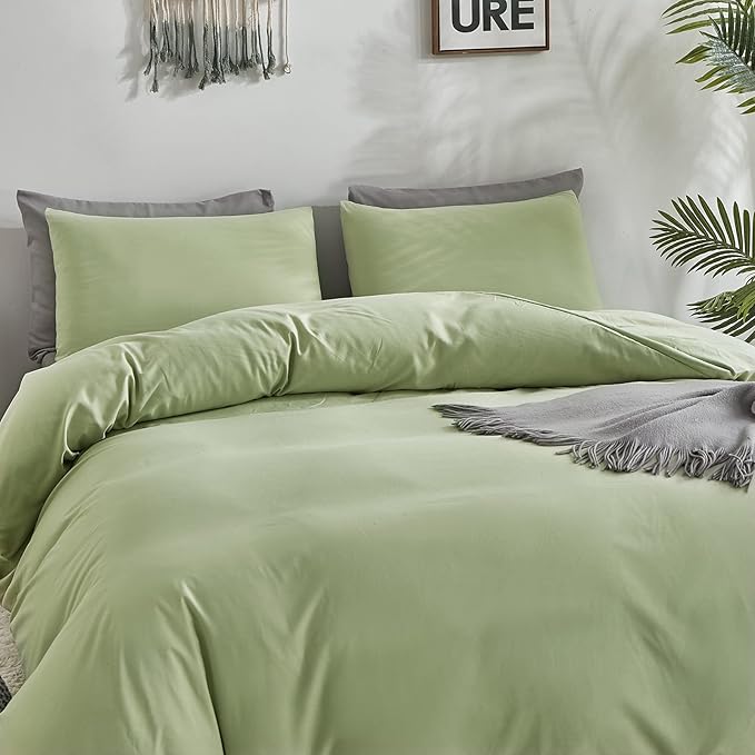 CLOTHKNOW Sage Green Queen Comforter Set Green Bedding Comforter Sets Soft Queen Comforter with 2 x Pillow Cases