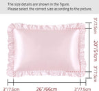 Blush Pink Satin Ruffled Pillow Cases for Hair and Skin,Blush Pink Silk Pillowcases Standard Set of 2 with Envelope Closure Princess Room Decoration