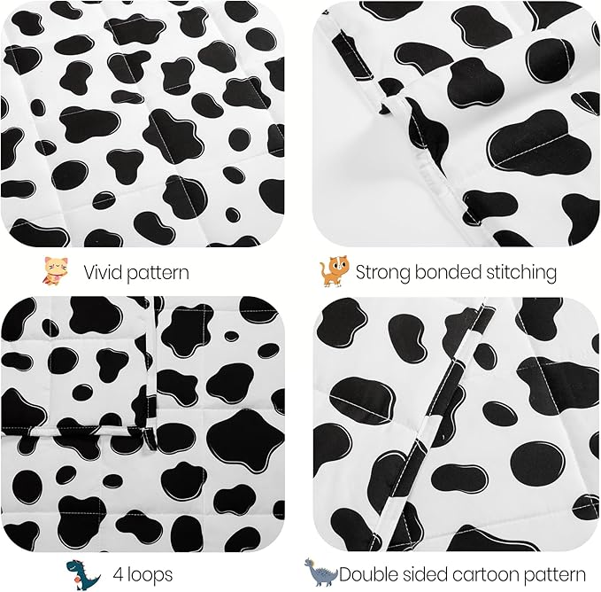 HOSUKKO Weighted Blanket - 7 lbs Cow Pattern Heavy Blanket - Breathable Blanket(41 * 60 inches, 7 lbs)