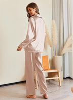 Ekouaer Pajamas For Women Set Silk Pjs 2 Piece Satin Sleepwear Long Sleeve Button Down Lounge Sets With Pant