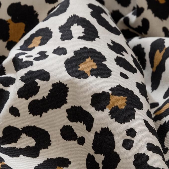 CLOTHKNOW Black Leopard Print Queen Comforter Set Cheetah Bedding Comforter Sets Soft Black Brown Bedding Sets with 2 x Pillowcases Queen Size