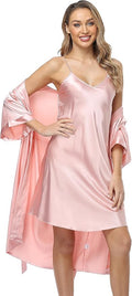 Women's Satin Robes Set with Nightgown Silk Kimono Pajamas 2 Piece Sleepwear Camisole Wedding Bride Gown Set