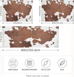 Farm Animal Cow Brown Cowhide Print Satin Pillowcase for Hair and Skin, Cow Skin Pattern Silk Pillow Case with Envelope Closure, King Size 20x40 inches, 1 PC