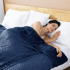yescool Weighted Blanket with Cover (7 lbs, 41" x 60", Cobalt Blue) Heavy Blanket for Sleeping Perfect for 60-90 lbs, Breathable Blanket with Premium Glass Bead, Machine Washable