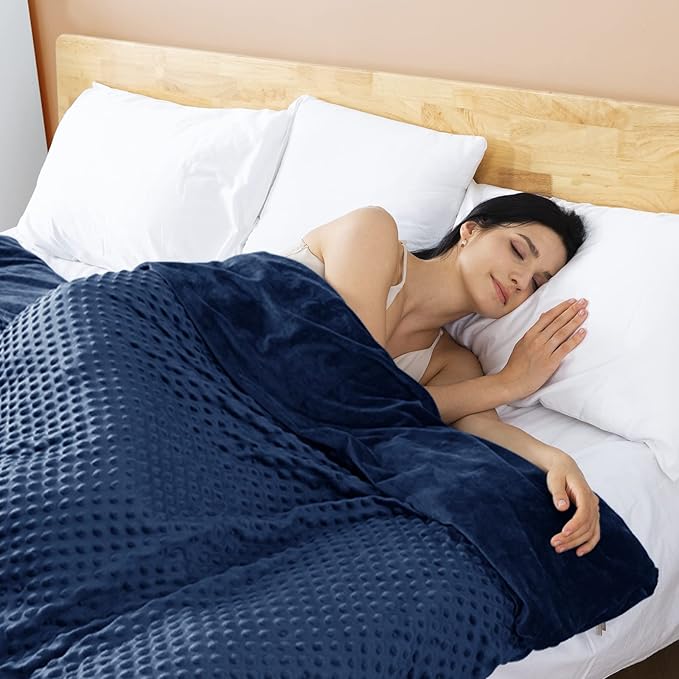 yescool Weighted Blanket with Cover for Adults (15 lbs, 60" x 80", Cobalt Blue) Heavy Blanket for Sleeping Perfect for 140-160 lbs, Queen Size Breathable Blanket with Premium Glass Bead