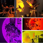 Sunset Lamp Projector Rainbow Projection Lamp Romantic Led Sunset Projection Light for Party Photo Vlog Background Bedroom (16 Colors)