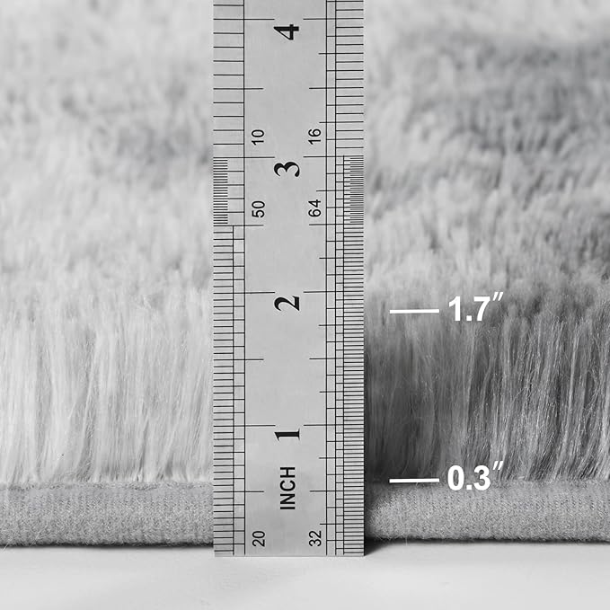 Deerhoo Large Shag Area Rugs 10 x 14, Tie-Dyed Plush Fuzzy Rugs for Living Room, Ultra Soft Fluffy Furry Rug for Bedroom, Anti-Skid Indoor Carpet Nursery Rugs for Kids Room Home Decor, Light Grey