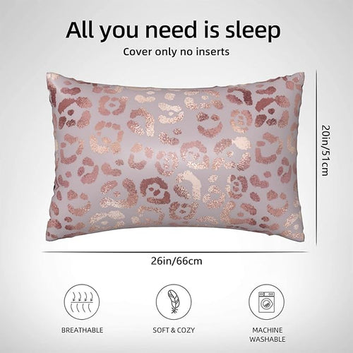 1 Pack Satin Pillowcase for Hair and Skin Abstract Rose Gold Leopard Imitation Silk Pillowcase with Hidden Zipper Soft Breathable Smooth Cooling Pillow Cover Standard Size for Bedroom Sofa 20”x26”