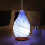 Essential Oil Diffuser, Art Glass Ultrasonic Aromatherapy Diffuser for Home 160ml with Intermittent Mist & LED 7 Colorful Changing Night Light for Bedroom-Ink Dyeing Time