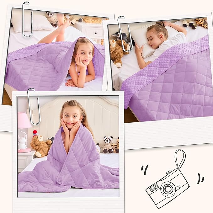 yescool Weighted Blanket 7 Pounds Light Purple Twin Size Cooling Weighted Throw Blanket, Minky Heavy Blankets Warm Weighted Comforter, Big Washable Thick Blankets Gift for 60-90lbs, 40 * 60in
