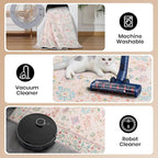 CRYPTOLITE Area Rug 4x6, Washable Faux Wool Throw Rugs for Living Room, Non Slip Low Pile Vintage Boho Carpet for Dining Room, Home Office, Bedroom, Kids Room, Bedside (Pink)