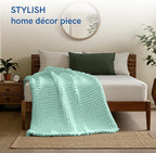 YnM Cooling Chunky Throw Blanket, Medium-Weight, Hand Knitted, Skin Friendly, Ventilated and Breathable, Machine Washable, Home Décor Piece for Couch, Sofa and Bed (Menthe Green, 40x50 Inch)