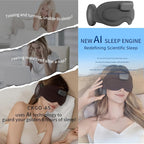 Meditation Eye Mask Sleep Mask with Meditation Music | Portable Sleep Headphones, Pressure-Free & Light Block-Out Eye Mask, One-Touch Operation via APP for Sleeping, Meditation & Travel (Gray)