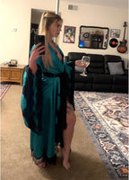 BATHGOWN Women's Satin Robe Black Silk Kimono Bride Robe for Wedding Day Lightweight Long Lace Loungewear Sleepwear
