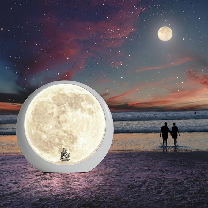 mamre Super Moon Night Light - Dimmable Table Lamp for Home Decor Unique Couple's Gift for Anniversaries, Weddings, Valentine's Day, and Christmas