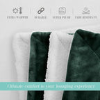 Elegant Comfort Throw Blanket, Reversible Sherpa Flannel, Ultra-Soft, Fuzzy, Cozy and Plush- All Season Lightweight Decorative Throw, 50 x 60 inches, Solid Sherpa Throw, Hunter Green