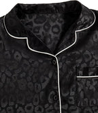 WDIRARA Women's Sleepwear Leopard Print Satin Shirt and Shorts Pajama Set