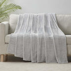 Nestl Light Grey Throw Blanket for Couch - Cozy Warm Fuzzy Blankets for Women, Set of 2 Small Fleece Throws for Girls - Silver, 50 x 60 Inches