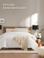 YnM Basketweave Knit Throw, Solid Neutral Vibe Textured Blanket with Tassel for Home Decor, 50 x 60 in, Cream