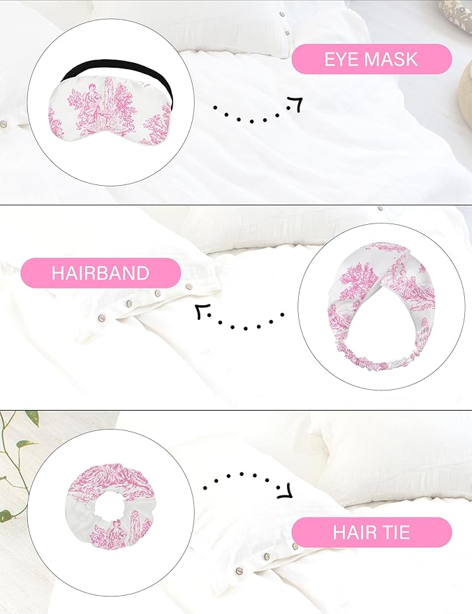 EPLAZA Silk Pajamas for Women Satin Pajamas Set 5 Pcs Long Sleeve Print Pattern Button Down Pjs Sleepwear Loungewear Set