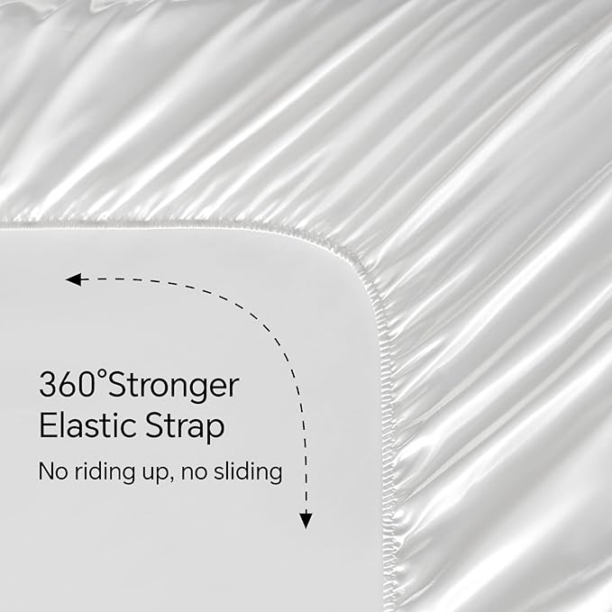BEDELITE Satin Sheets Full Size Bed Set, Luxury Soft White Silky Sheet for Hair and Skin, Similar to Silk Bed Sheets Set 4 Pieces with 1 Deep Pocket Fitted Sheet, 1 Flat Sheet, and 2 Pillowcases