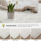 Macgace Fluffy Area Rugs for Bedroom Decor Aesthetic, 5x7 Cream White Shag Rug with Non-Slip Backing for Living Room, Soft Washable Fuzzy Carpet Modern Home Decor for Kids Nursery Girls Room