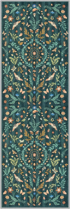 Lahome Chloe Insect Botanical 2x6 Runners for Hallways Non Slip, Green Bathroom Kitchen Runner Rugs Non Skid Washable, Boho Soft Indoor Carpet for Entryway Laundry Bedroom(Dark Green,2x6)