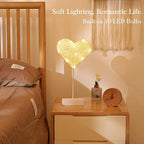 Lewondr Heart Decorative Table Lamp, Valentines Day LED Light Winding Cotton Thread Night Lamp for Bedroom, Battery Powered Desk Lamp for Galentine's Day Romantic Gifts for Women Home Decorations