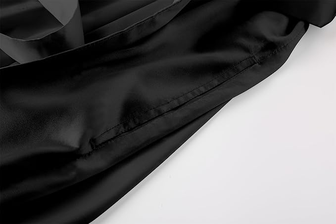 Schbbbta Silk Robes for Women Shawl Collar Long Satin Bathrobe Lightweight Sleepwear Loungewear with Pockets