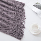 BOURINA Dark Lavender Throw Blanket 50 x90 Inches Textured Solid Soft Sofa Throw Bed Runner Knitted Decorative Blanket