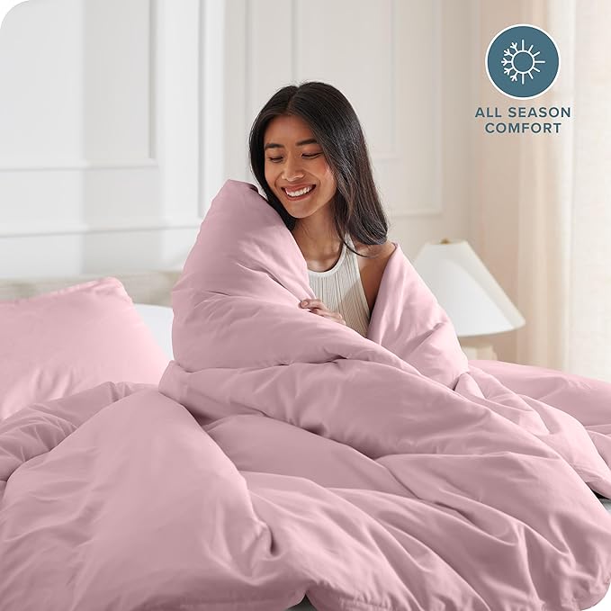 Bare Home Bedding Duvet Cover King Size - Premium 1800 Super Soft Collection - Lightweight, Cooling - Soft Breathable Bedding Duvet Cover (King, Dusty Pink)