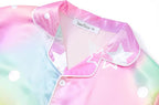 Beezizac Little & Big Girls Satin Silky Button Pajama Summer Short Sleeves Set Trendy Outfit Kid Size 6-16