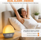 Sunrise Alarm Clock, White Noise Sound Machine USB Charging, Sunrise Lamp for Bedrooms, 10 Natural Wake Up RGB Night Light, 20 Soothing Sounds for Heavy Sleepers, Baby, Kids, Adults