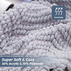 Bedsure Throw Blankets for Couch - Textured Chunky Knit Woven Chenille Blanket - Super Soft, Warm Decorative Boho Throw with Tassels for Bed, Sofa and Living Room Decor, Grey, 50x60 Inches