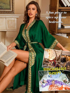 ChiaoLezhee Satin Robe Sets For Women, 2-PC Lightweight Bathrobe, Silk Sleepwear Kimono Bridesmaid Sexy Robes