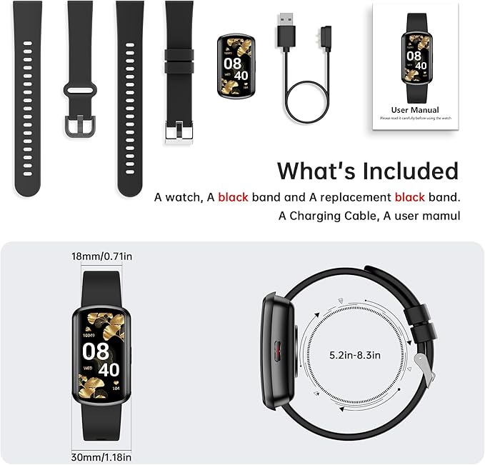 Health Fitness Tracker, Smart Watch with 24/7 Heart Rate, Activity Tracker with Blood Pressure and Blood Oxy-gen Monitor, 120 Sport Mode Waterproof Sleep Tracker for Women Men