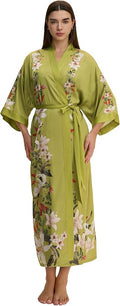 Kihnop Women's Floral Long Kimono Robe Long Satin Robe Long Silk Robe Ladies Kimonos Silky Bathrobe Cover Up, One Size