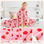 HOSUKKO Weighted Blanket - 5 lbs Pink Strawberry Heavy Blanket - Small Size Breathable Blanket(36 * 48 inches, 5 lbs)