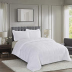 HIG 3pc Down Alternative Comforter Set - All Season Reversible Comforter with Two Sham - Quilted Duvet Insert with Corner Tabs - Box Stitched - Breathable, Soft, Fluffy (Twin/Twin XL, Pure White)