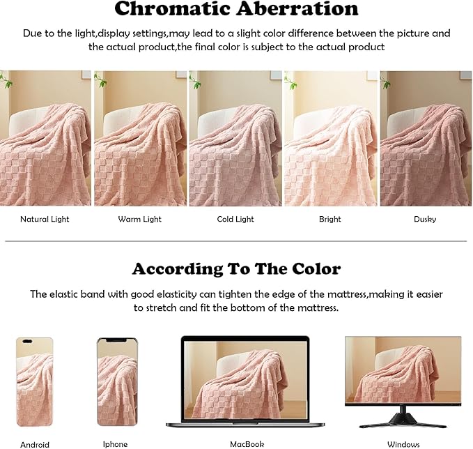 NEWCOSPLAY Super Soft Queen Blanket Pink Premium Silky Flannel Fleece 3D Checkered Lightweight Bed Blanket All Season Use (Pink Checkered, Queen(90"x90"))