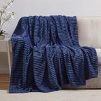 Nestl Blue Throw Blanket for Couch - Cozy Warm Fuzzy Blankets for Women, Plush Small Fleece Throws for Girls - Navy Blue, 50 x 60 Inches