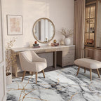CRYPTOLITE Abstract Area Rug Washable Rug with Non-Slip Backing Low Pile Area Rugs for Living Room,Bedroom,Dining Room,4x6, Gold&Grey
